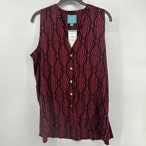 Escapada Sz XL Crimson Black Cora Sleeveless High Low Tunic Rayon NEW